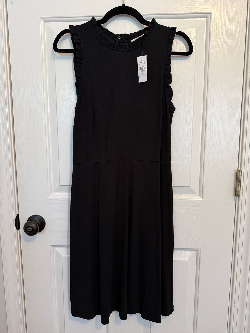 LOFT Black Ruffle-Trim Dress